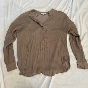 Anthropologie Maison d’Amelie Brown Long Sleeve Blouse XS Lightweight